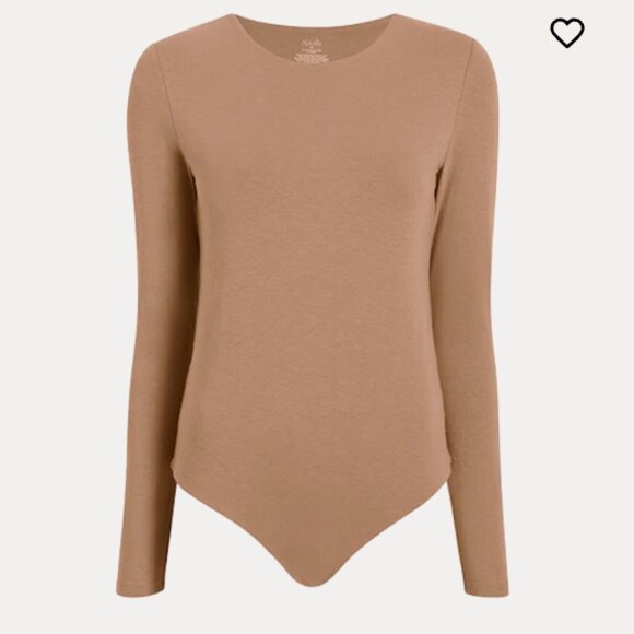NWT nuuds longsleeve jersey crew neck bodysuit tan cinnamon size medium - Picture 2 of 5